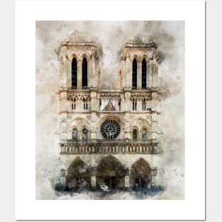 Notre-Dame de Paris Watercolor 04 Posters and Art